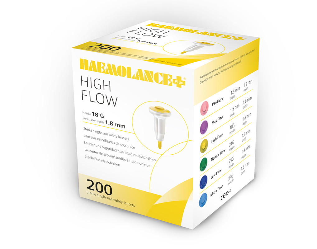 HAEMOLANCE Plus HIGH FLOW Ланцети (автоматичні) стер., Голка 18G, 1,8мм, 200шт.